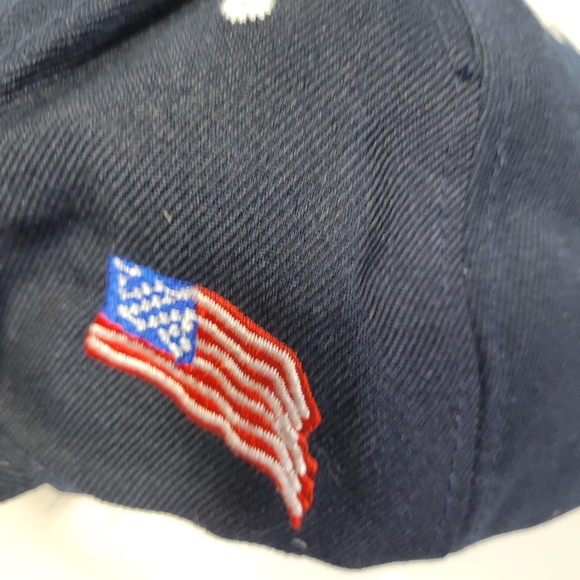 Mens Eagle American flag Navy Blue Baseball Cap Hook and Loop Adjustable Back - Picture 7 of 10